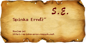 Spinka Ernő névjegykártya
